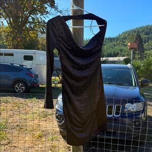 Elegant Black One Sleeve Dress